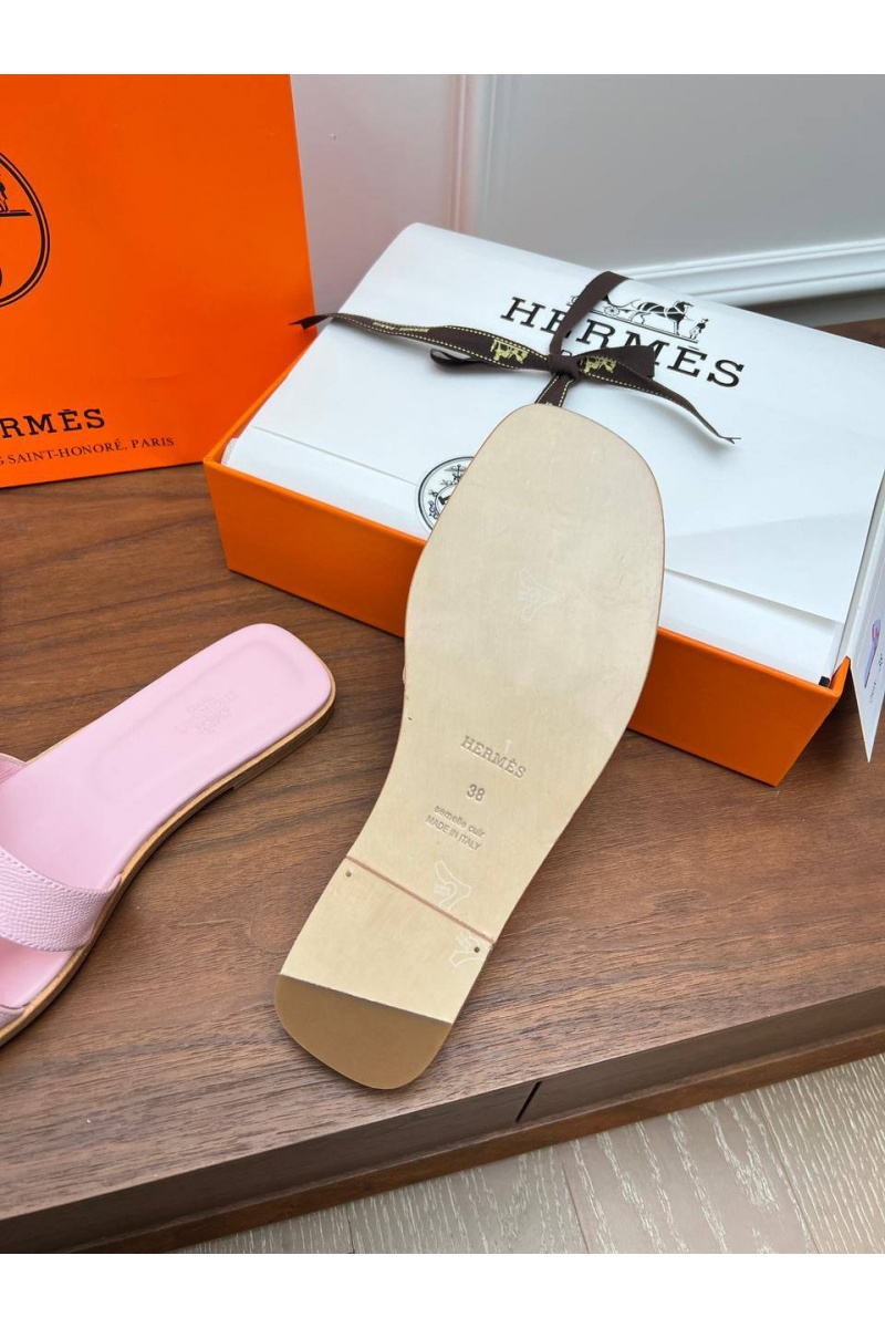 Hermes Женские кожаные шлёпанцы premium