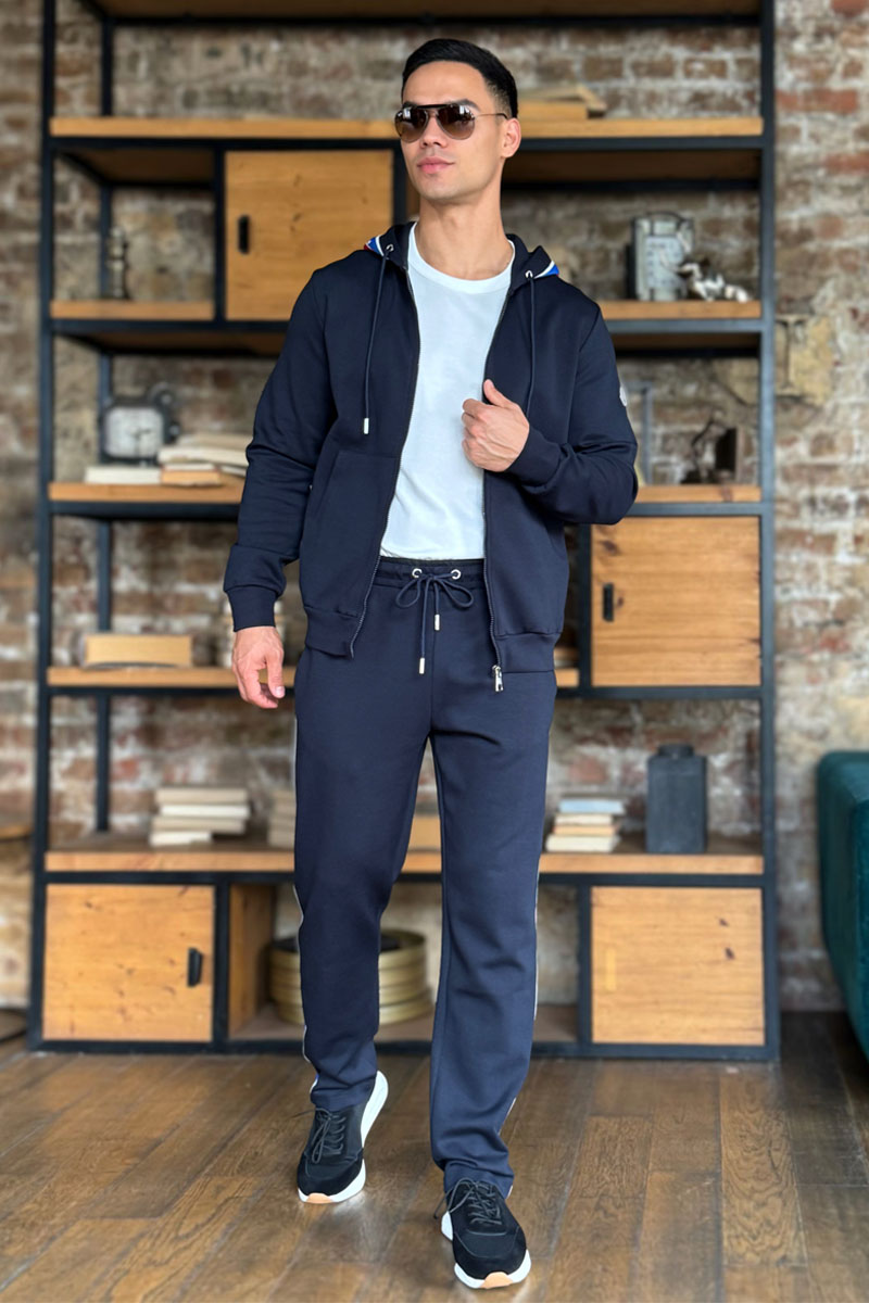 Moncler Тёмно-синий спортивный костюм striped logo