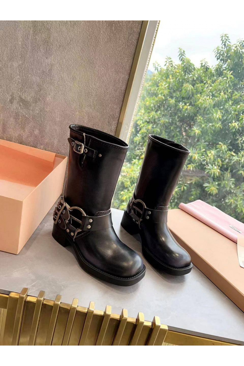 MIU MIU Женские кожаные сапоги Ankle Premium