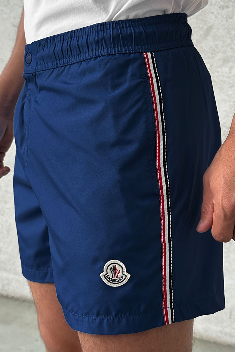 Moncler Мужские тёмно-синие шорты logo-patch