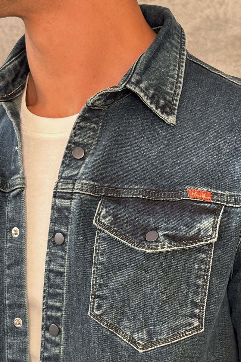 Loro Piana Джинсовая рубашка тёмно-синего цвета