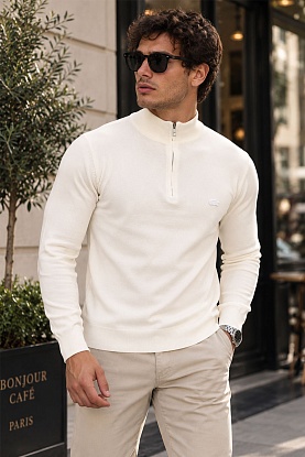 Мужской белый джемпер Zip Neck 