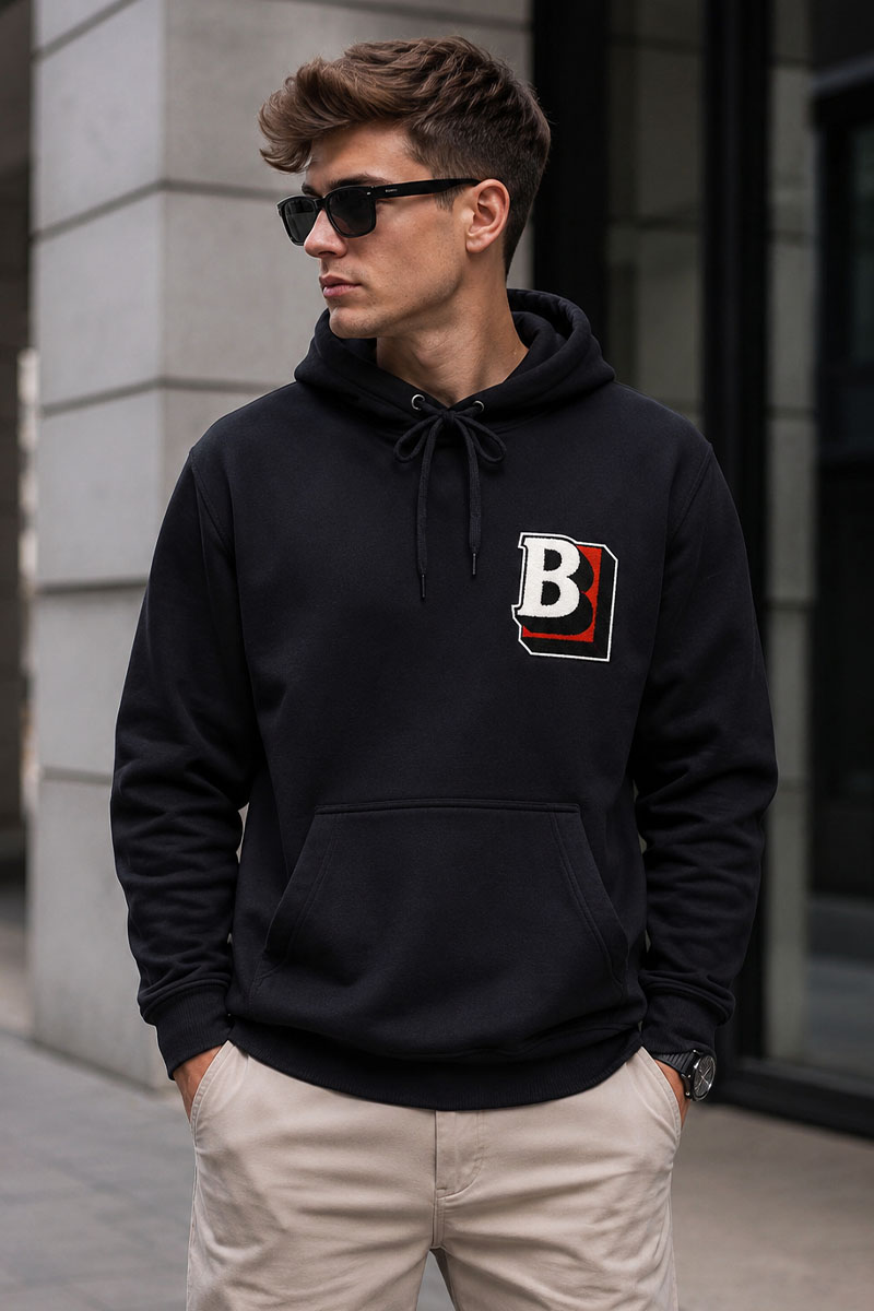Burberry Мужское чёрное худи letter graphic