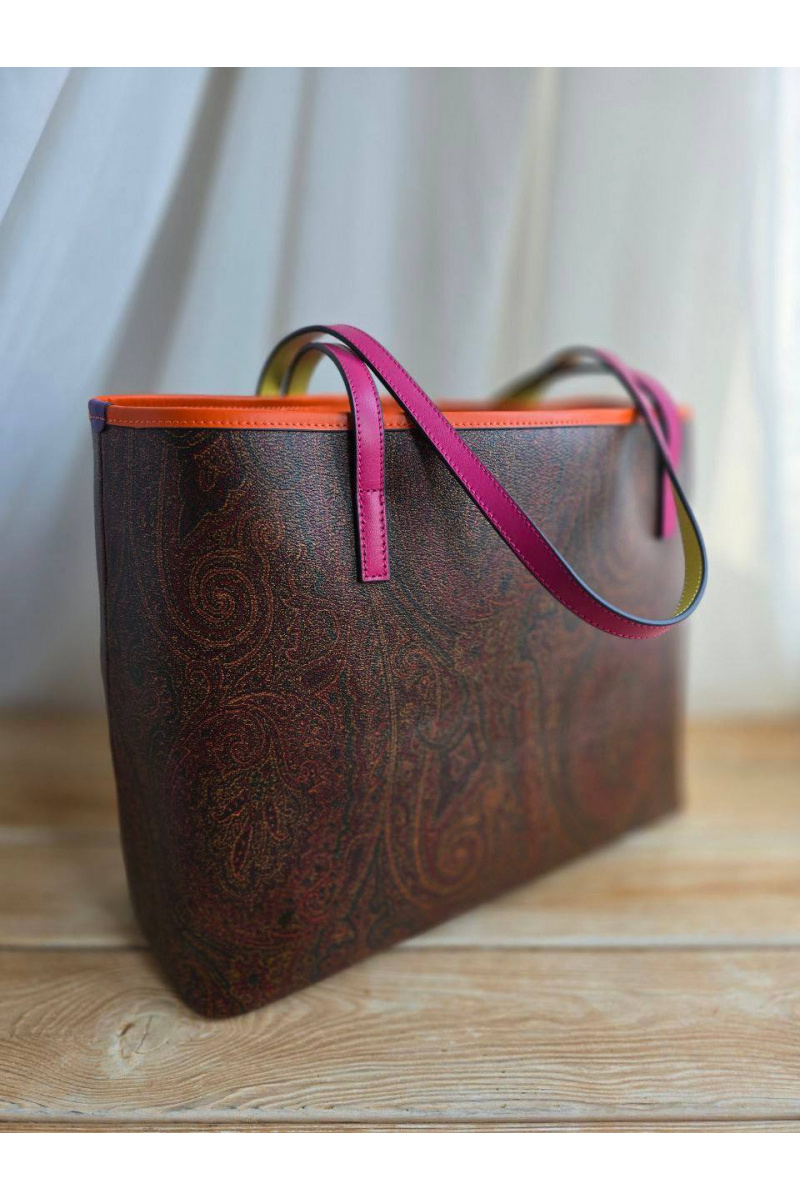 Etro Кожаная сумка с узором пейсли 37x28 см