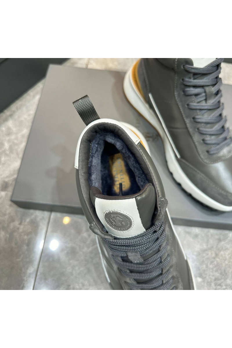 Brunеllо Сuсinеlli Кожаные кроссовки с мехом high-top - Grey