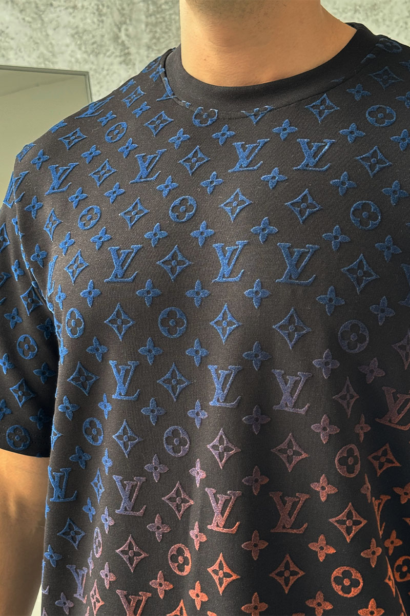 Lоuis Vuittоn Чёрная оверсайз футболка Monogram Gradient