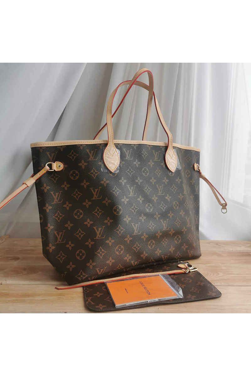 Lоuis Vuittоn Женская кожаная сумка Neverfull MM Monogram 33x30 см