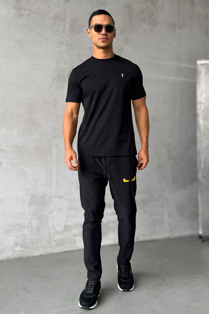 Yves Saint Laurent Мужская футболка logo-embroidered - Black