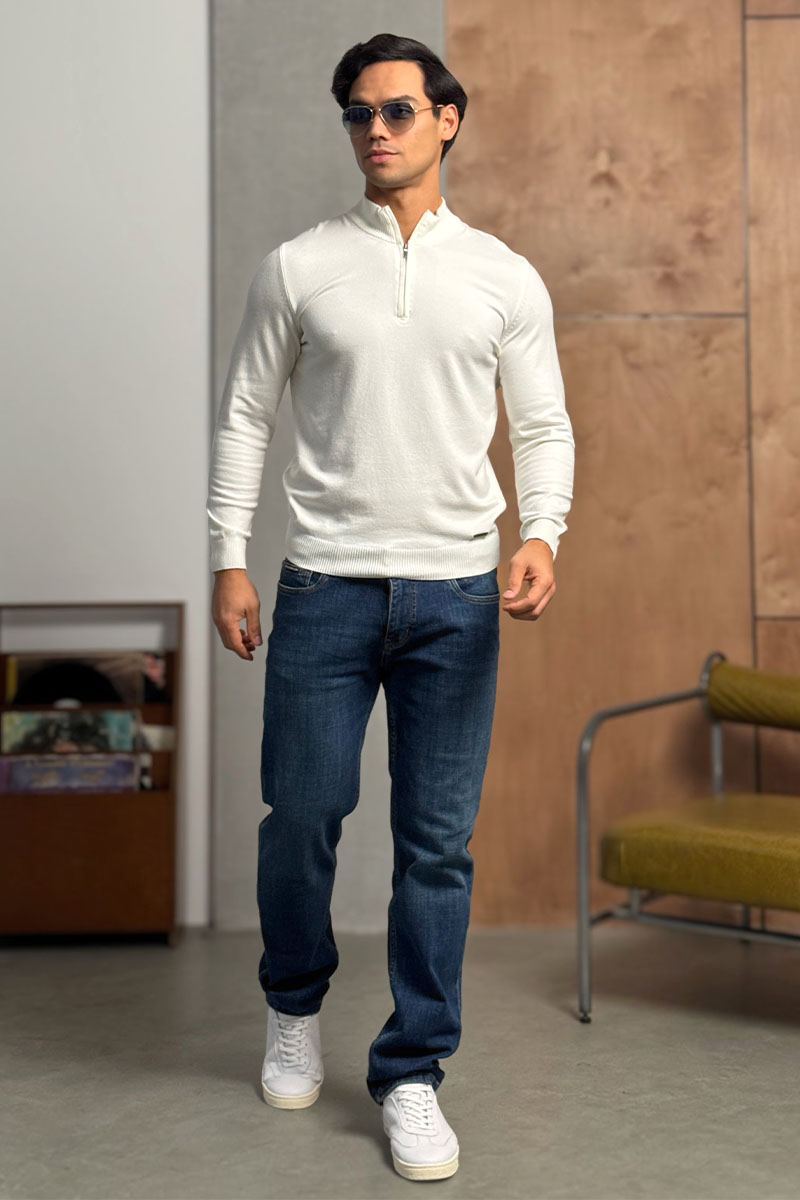 Loro Piana Белый джемпер Zip Neck