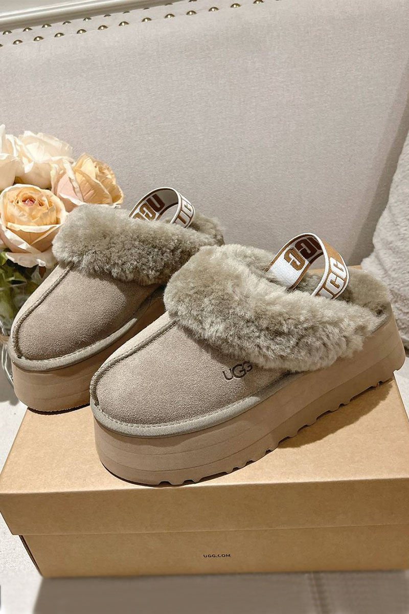 UGG Замшевые женские слиперы с мехом Funkette Platform