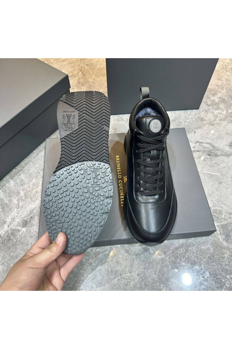 Brunеllо Сuсinеlli Кожаные кроссовки с мехом high-top - Black