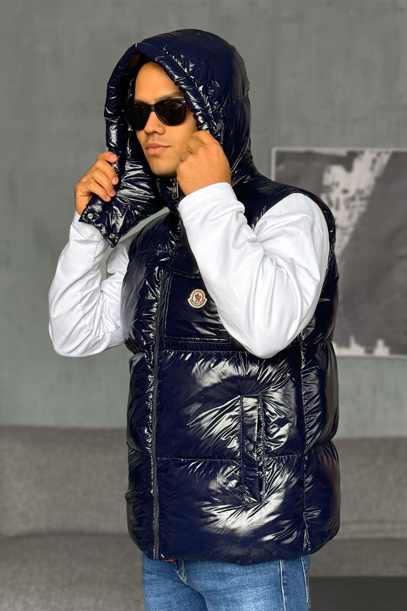 Moncler Мужской синий жилет logo-patch 