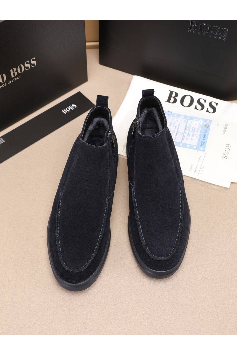 Hugо Воss Замшевые лоферы с мехом high-top - Navy