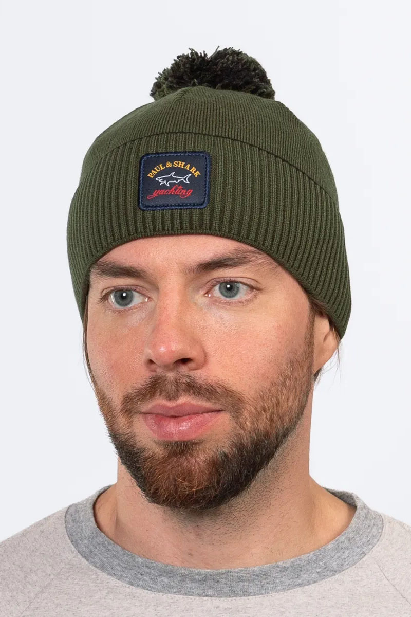 Paul & Shark Шапка на флисе logo-badge - Khaki 