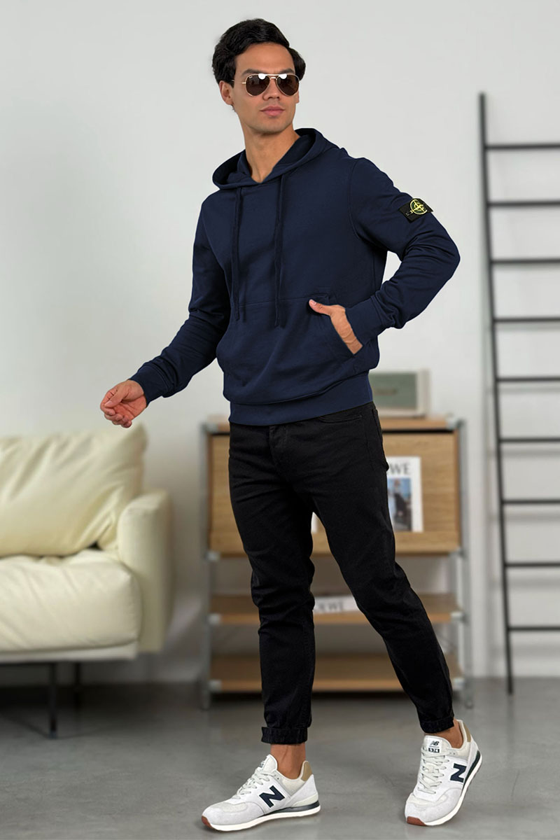 Stone Island Мужское худи тёмно-синего цвета Compass-patch