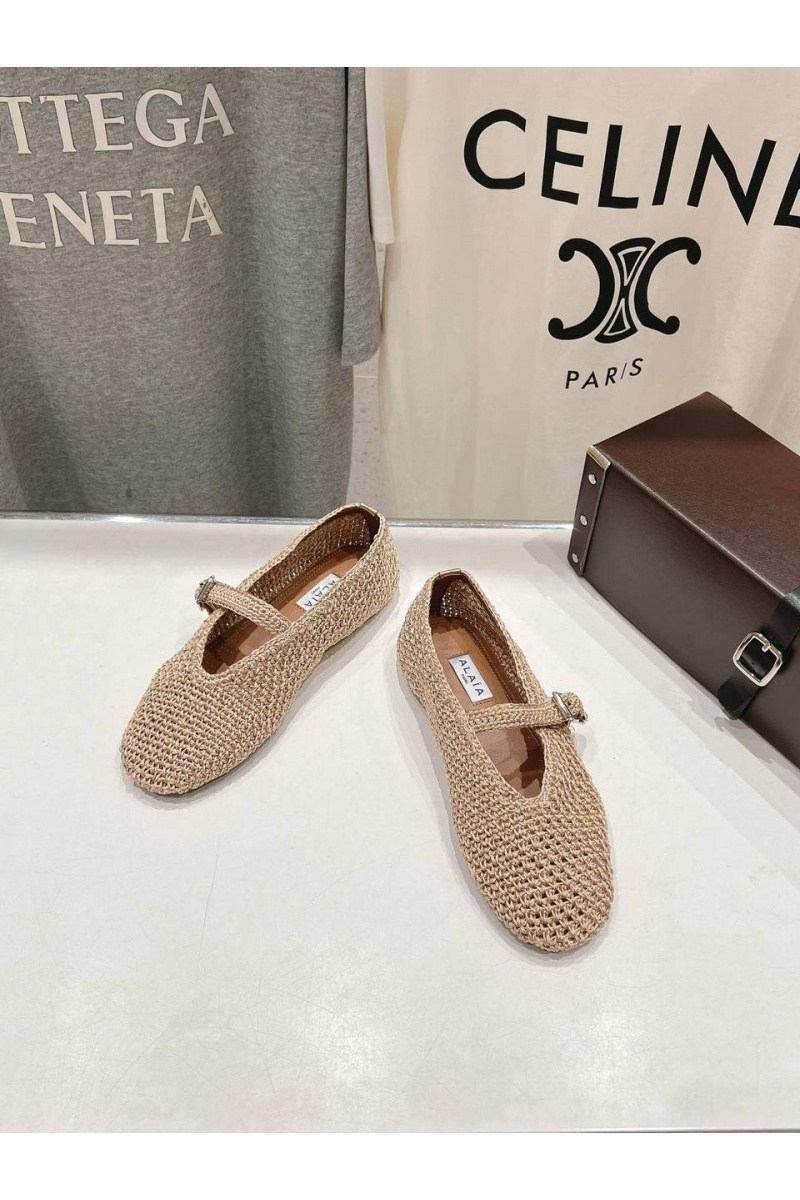 Designer Clothing Женские плетёные балетки ALaia Premium - Beige