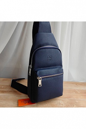 Кожаная сумка sling - Navy 31x17 см