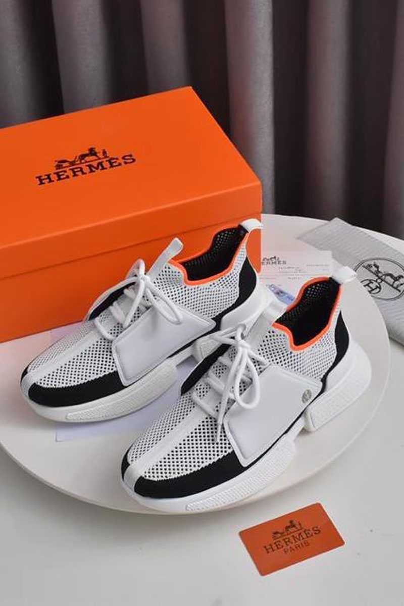 Hermes Мужские текстильные кроссовки Expert - White
