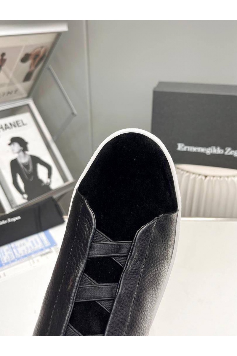 Zegna Кроссовки с мехом Triple Stitch low-top - Black