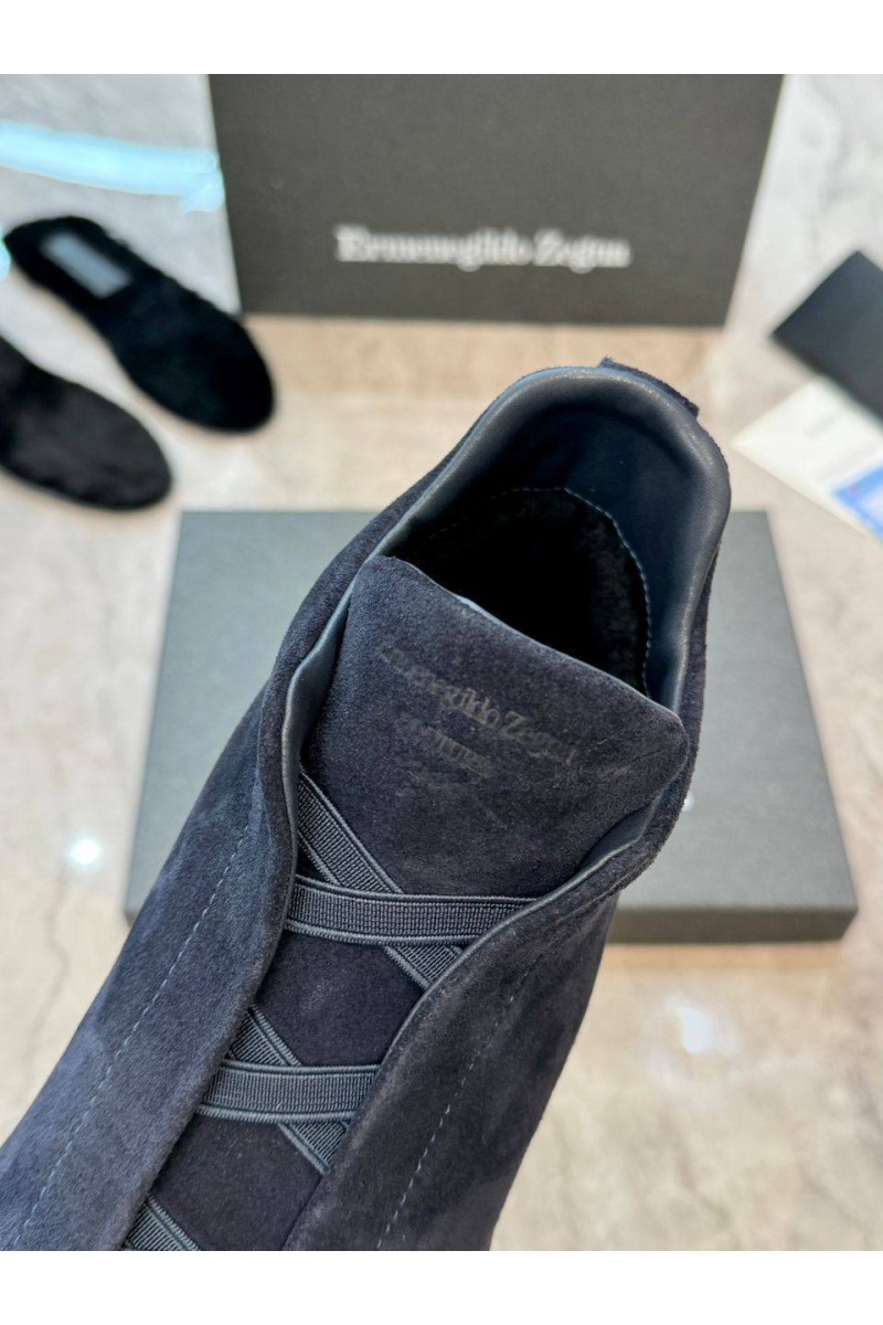 Zegna Кроссовки с мехом Triple Stitch - Navy