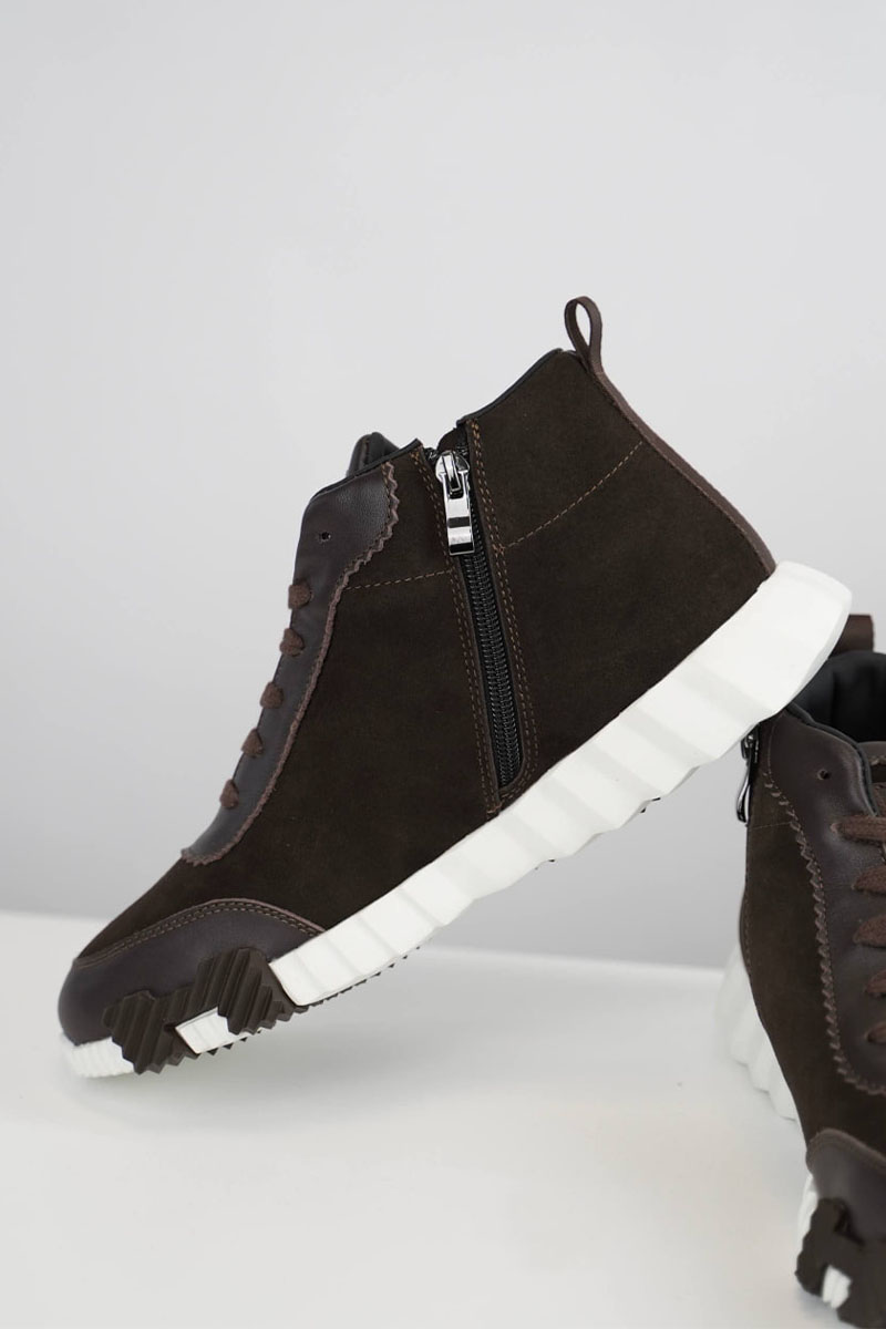 Hermes Кроссовки с мехом Bouncing high-top - Brown