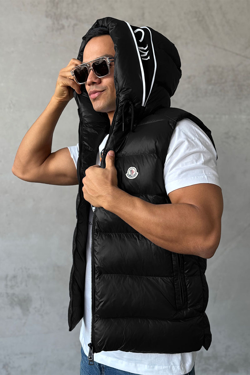 Moncler Мужской чёрный жилет Cardamine logo-patch 
