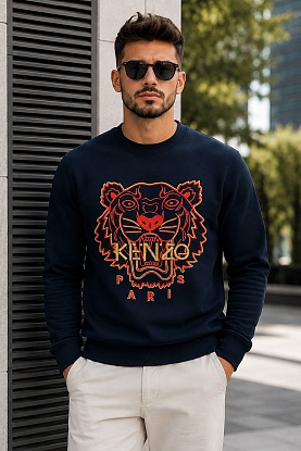 Синий мужской свитшот Tiger Head embroidered