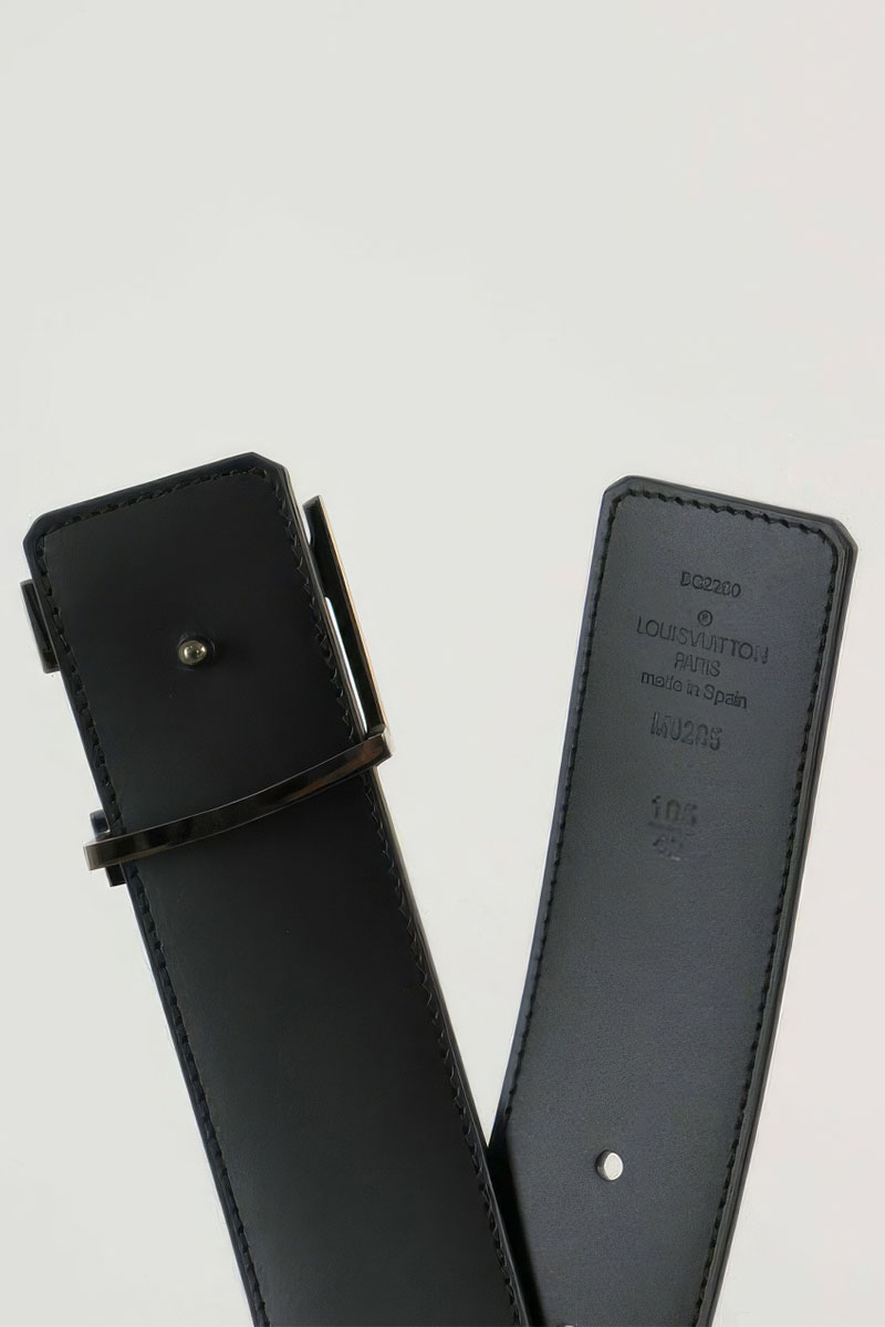 Lоuis Vuittоn Кожаный ремень Initiales Damier Graphite (длина 85 - 115 см)