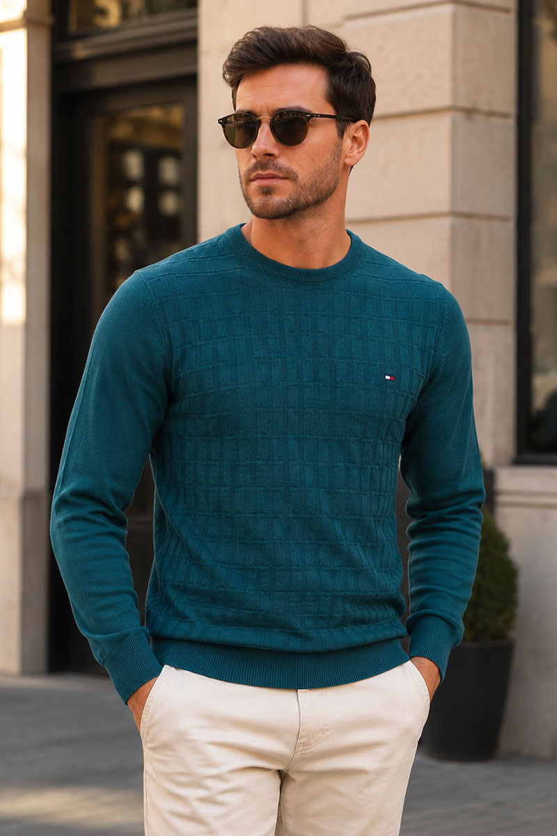 Tommy Hilfiger Мужской джемпер logo-embroidered - Green