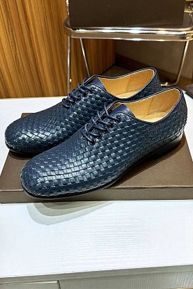Мужские кожаные ботинки Intrecciato - Navy
