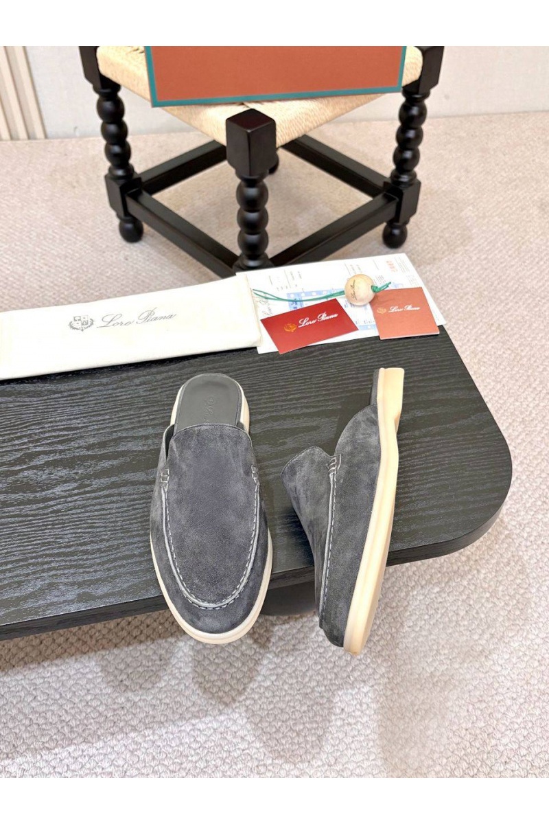 Loro Piana Мужские замшевые шлёпанцы Loro Piana