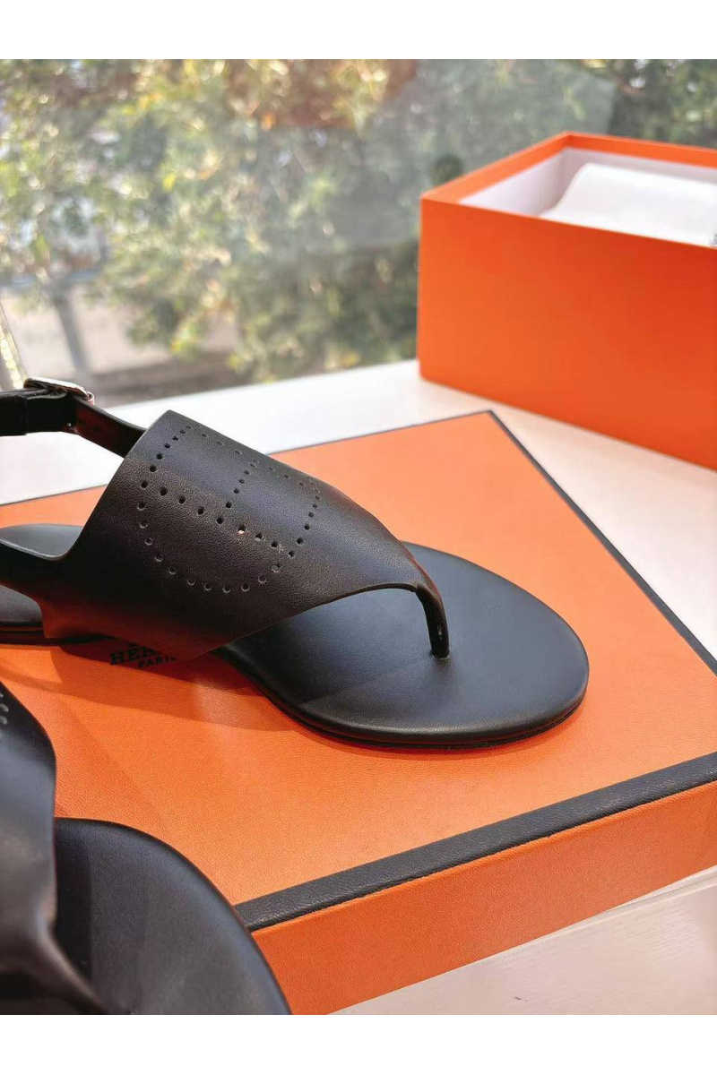 Hermes Женские кожаные сандалии Premium - Black