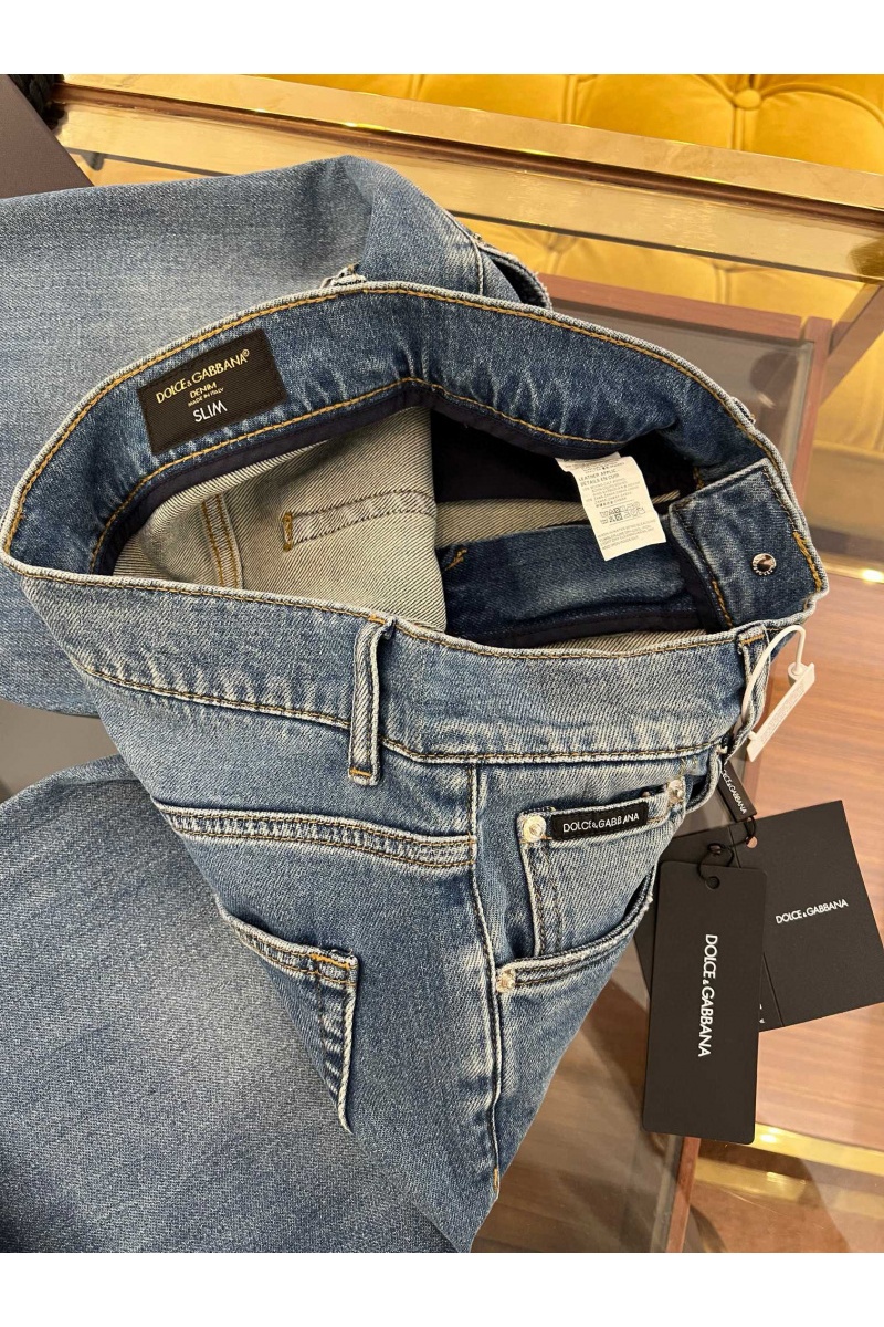 Dоlсе & Gаbbаnа Мужские синие джинсы slim fit Premium