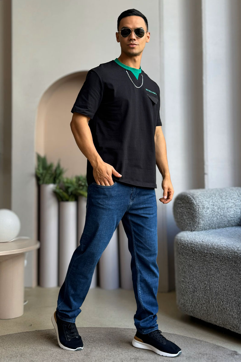 Bottega Veneta Чёрная оверсайз футболка Chain