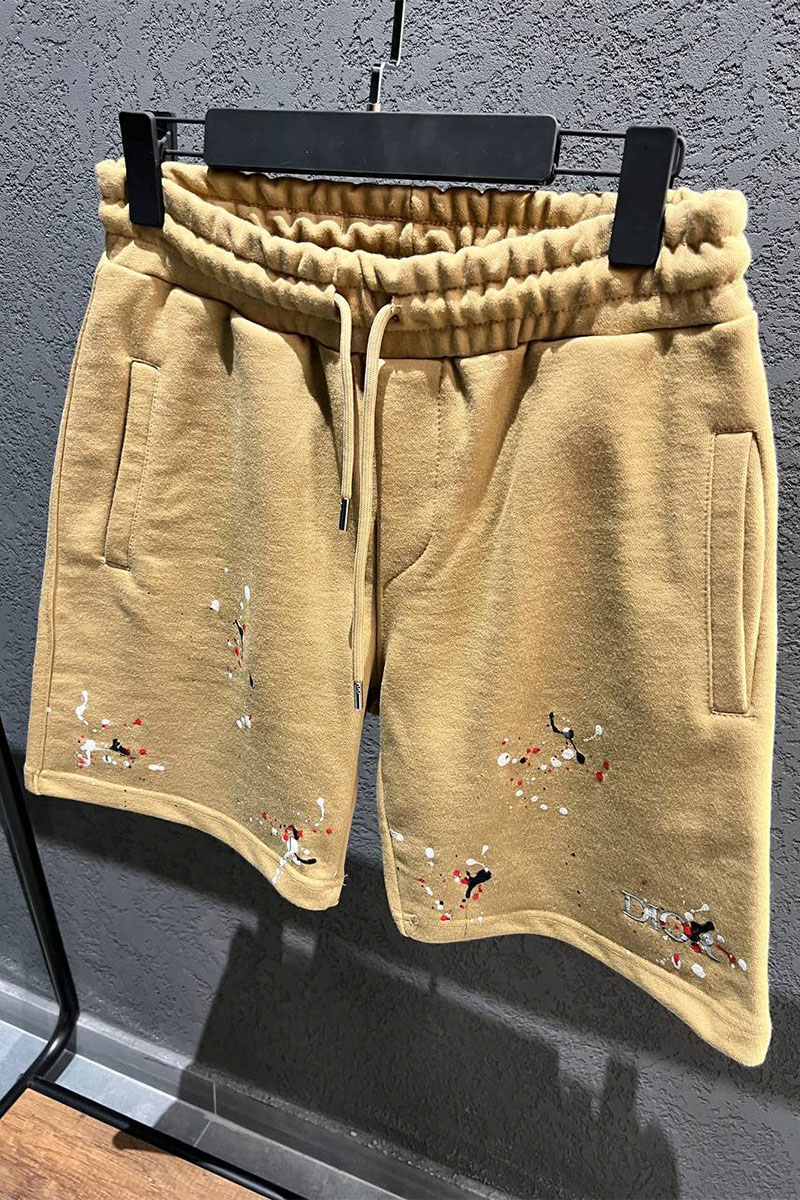 Dior Бежевые мужские шорты embroidered logo Paint Splatter