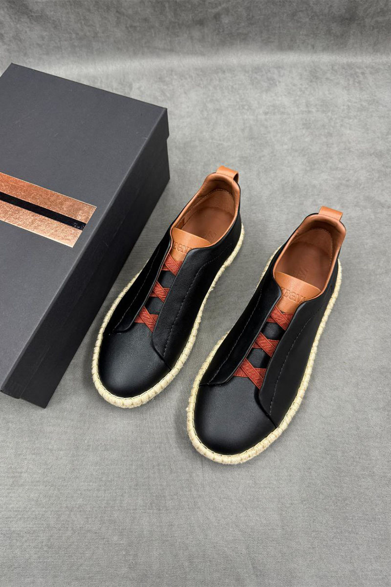 Zegna Мужские кроссовки Ermenegildo Zegna Triple Stitch - Black
