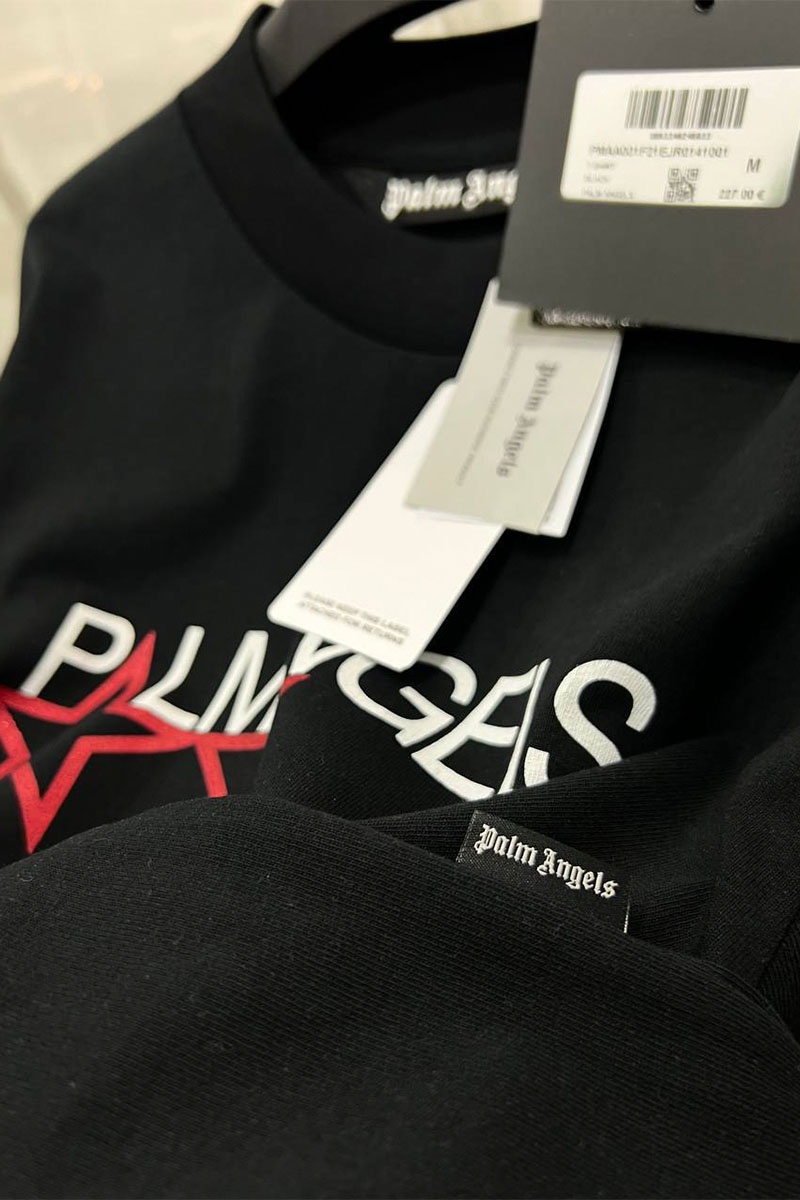 Palm Angels Чёрная оверсайз футболка Racing Stars