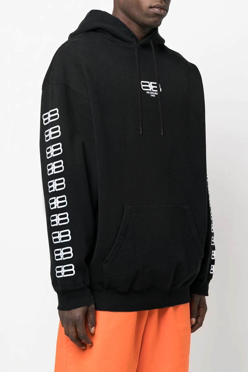 Balenciaga Мужское чёрное худи BB logo-print
