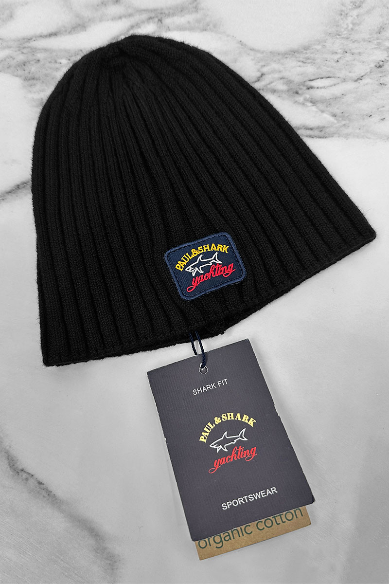 Paul & Shark Мужская чёрная шапка logo-patch