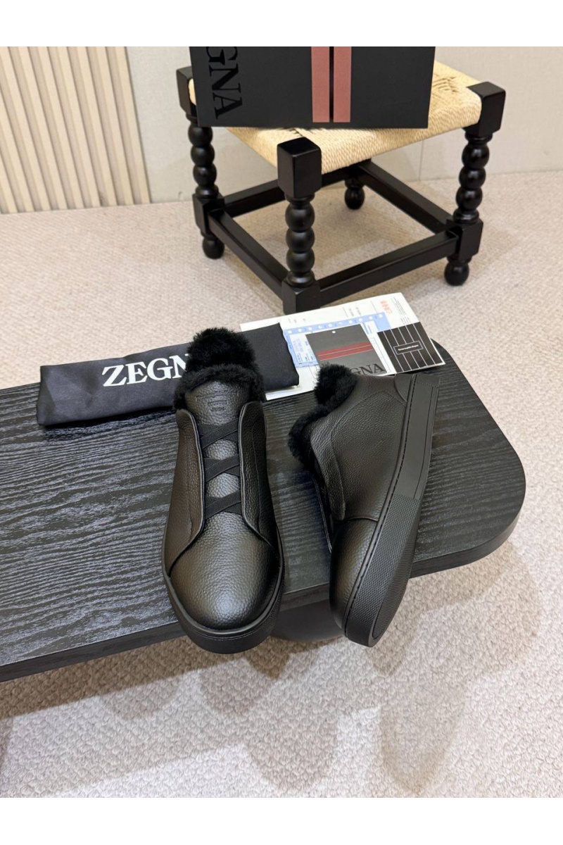 Zegna Кроссовки с мехом Triple Stitch high-top