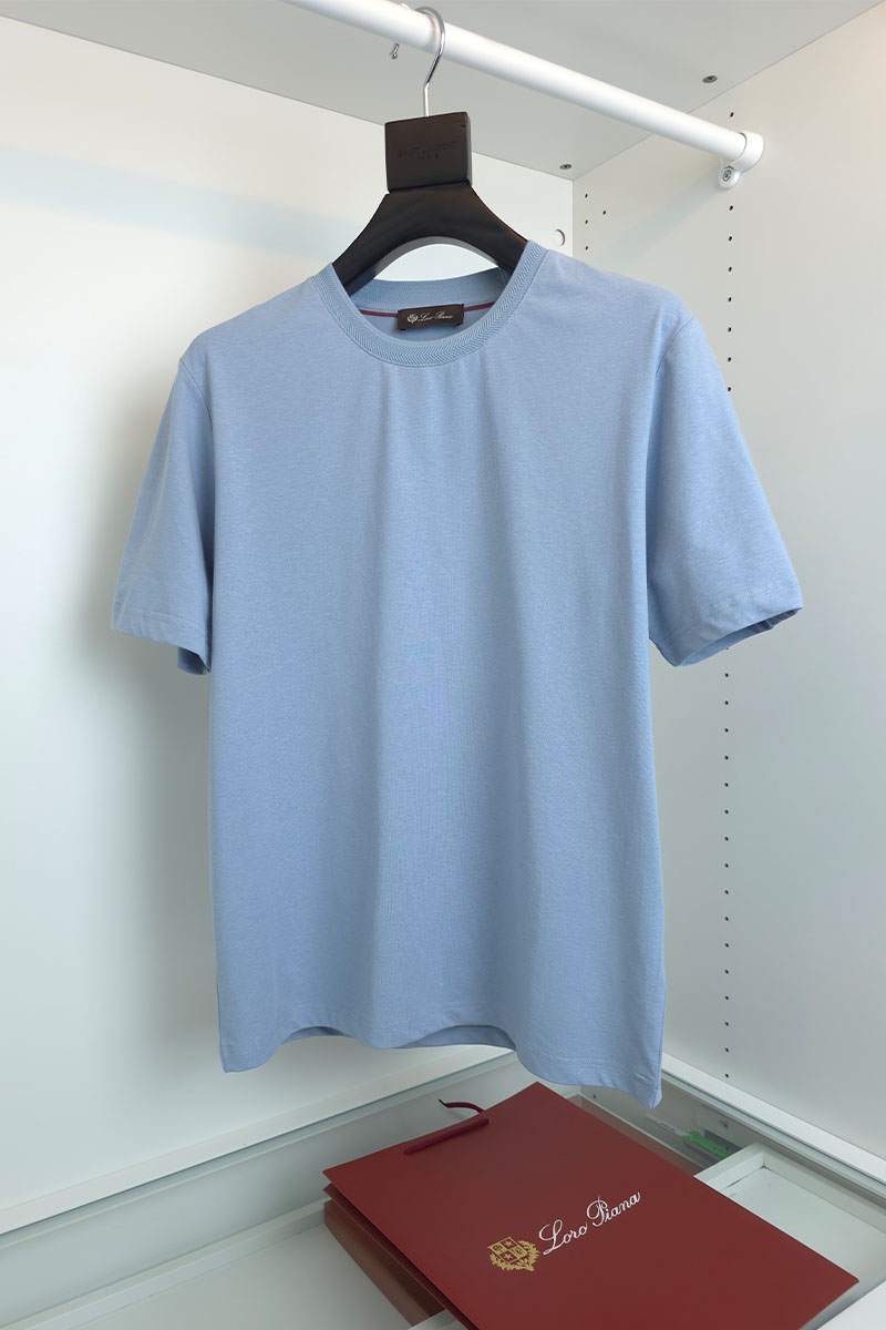 Loro Piana Мужская голубая футболка premium