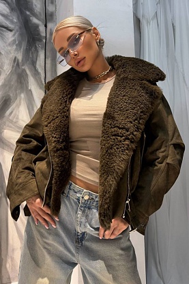 Женский бомбер Max Mara с натуральным мехом premium