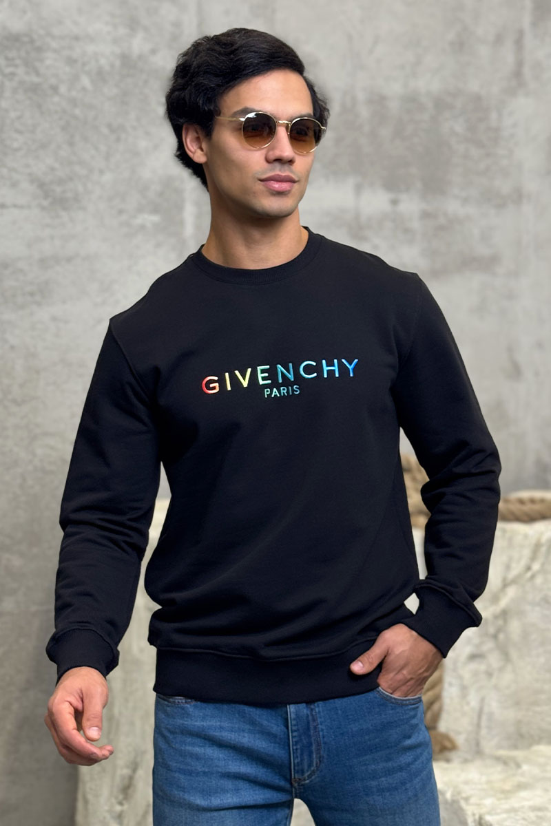 Givenchy Мужской чёрный свитшот multicolor logo