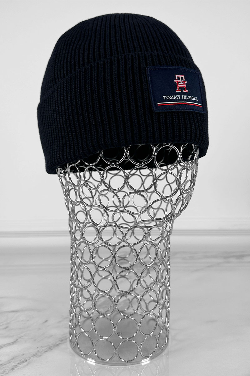 Tommy Hilfiger Мужская тёмно-синяя шапка logo-patch