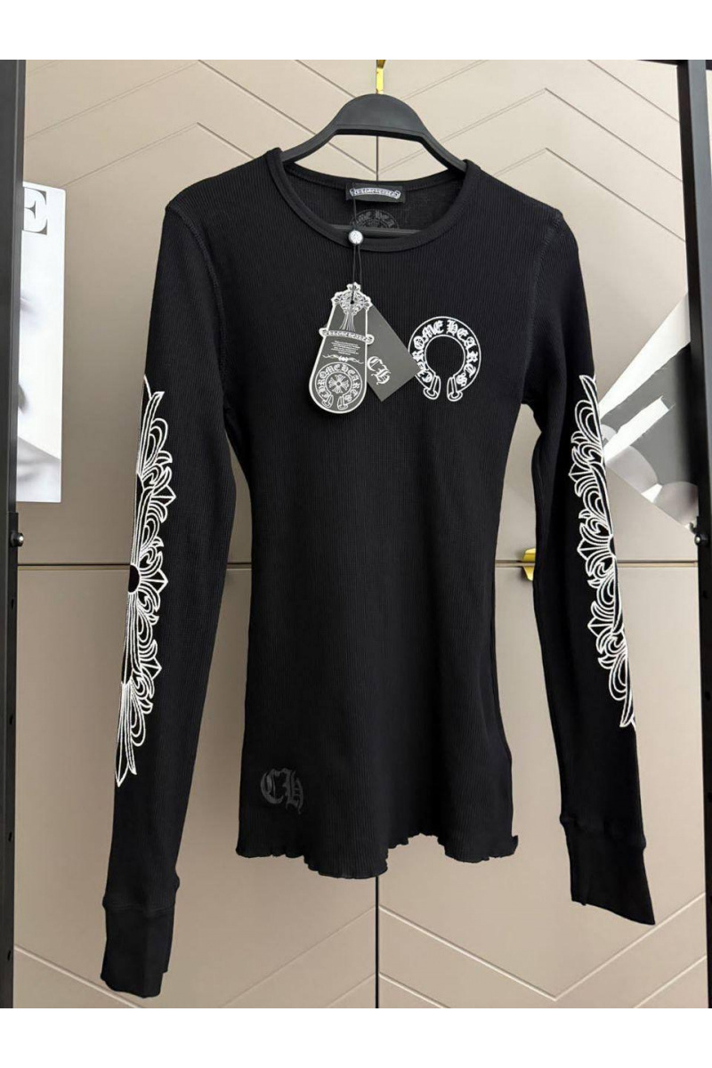 Chrome Hearts Чёрный женский лонгслив premium