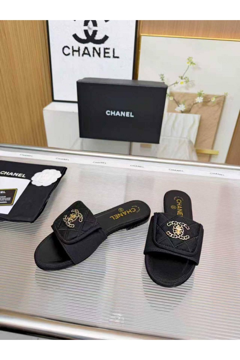 Chаnеl Женские кожаные шлёпанцы premium