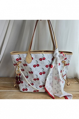 Кожаная сумка Takashi Murakami Cherry Neverfull MM 32x28 см