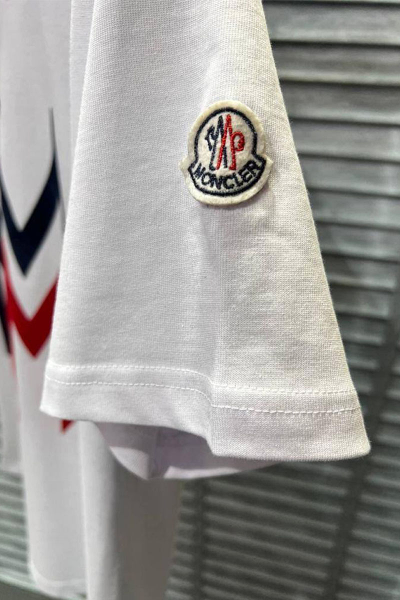 Moncler Мужская белая футболка Multi M Logo