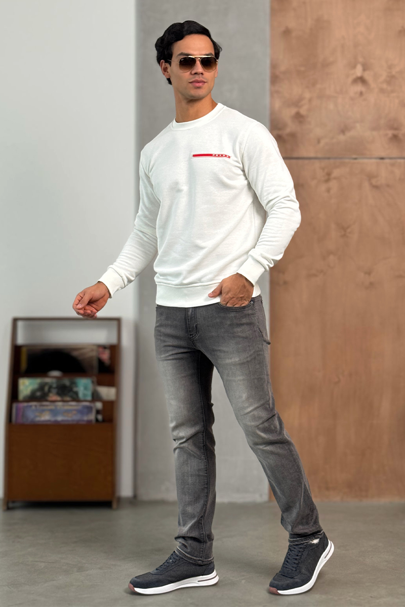 Prada Мужской белый свитшот Linea Rossa logo