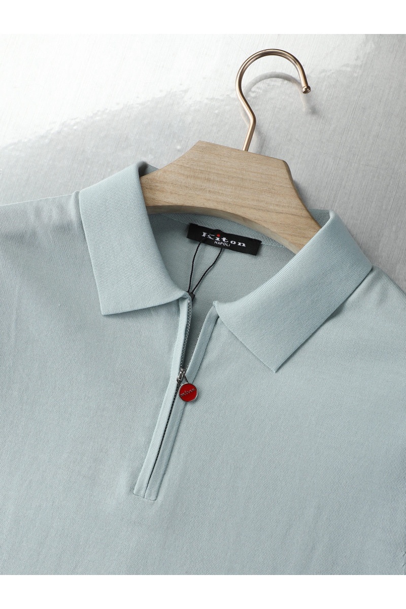 Kiton Мужское поло голубого цвета premium